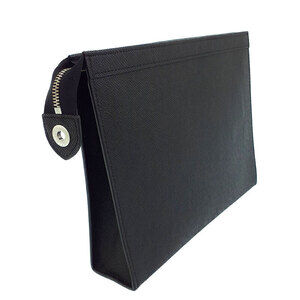 Louis Vuitton Leather Taiga Black Clutch Bag Pochette Voyage